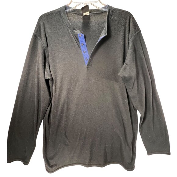 Vtg Patagonia Capilene Black Henley Shirt Snap Large Base Layer Long Sleeve USA - Picture 1 of 9